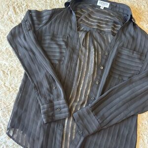 Express black sheer button up blouse